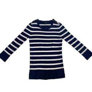 Ann Taylor Tunic Style Shirt Woman's XS VINTAGE Made in Hong Kong Navy Stripe